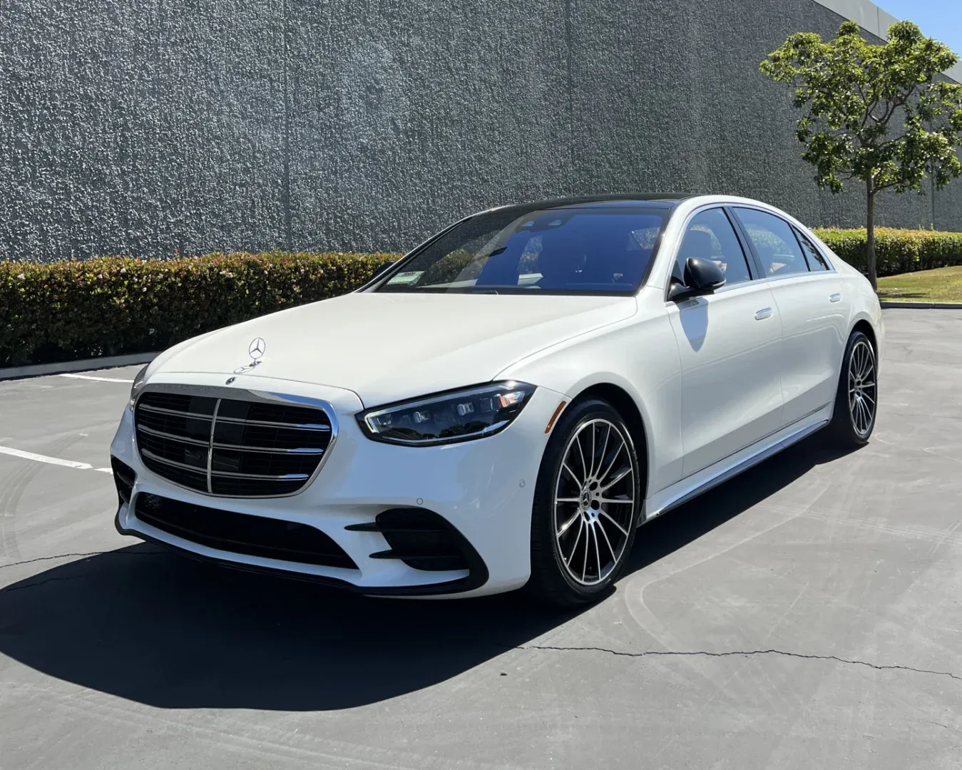 After: 2021 Mercedes-Benz S560 at delivery — front-end collision repair & paint