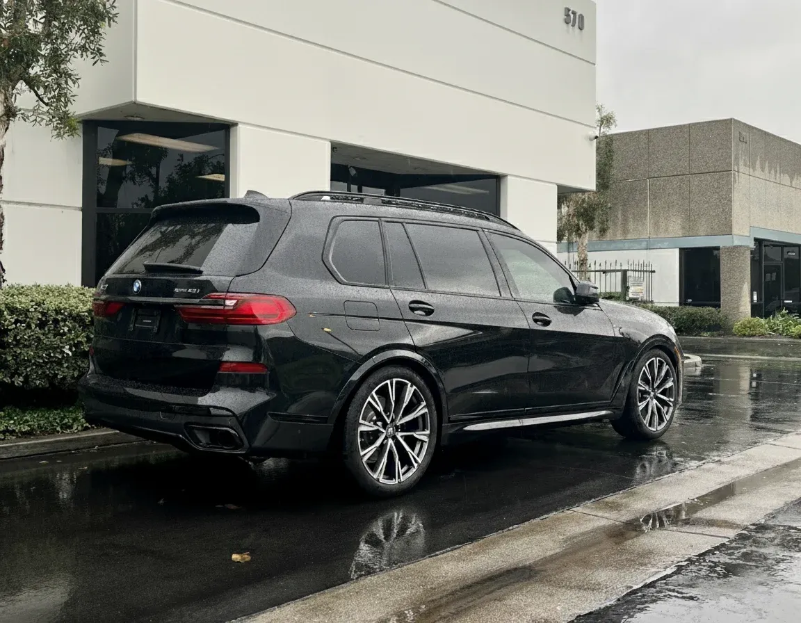 After: 2022 BMW X7 xDrive40i at delivery — rear-end collision repair & paint